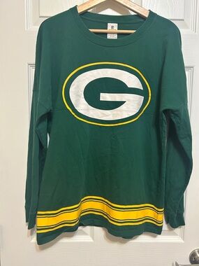 PINK Victoria's Secret Green Tee with White and Yellow Logo S